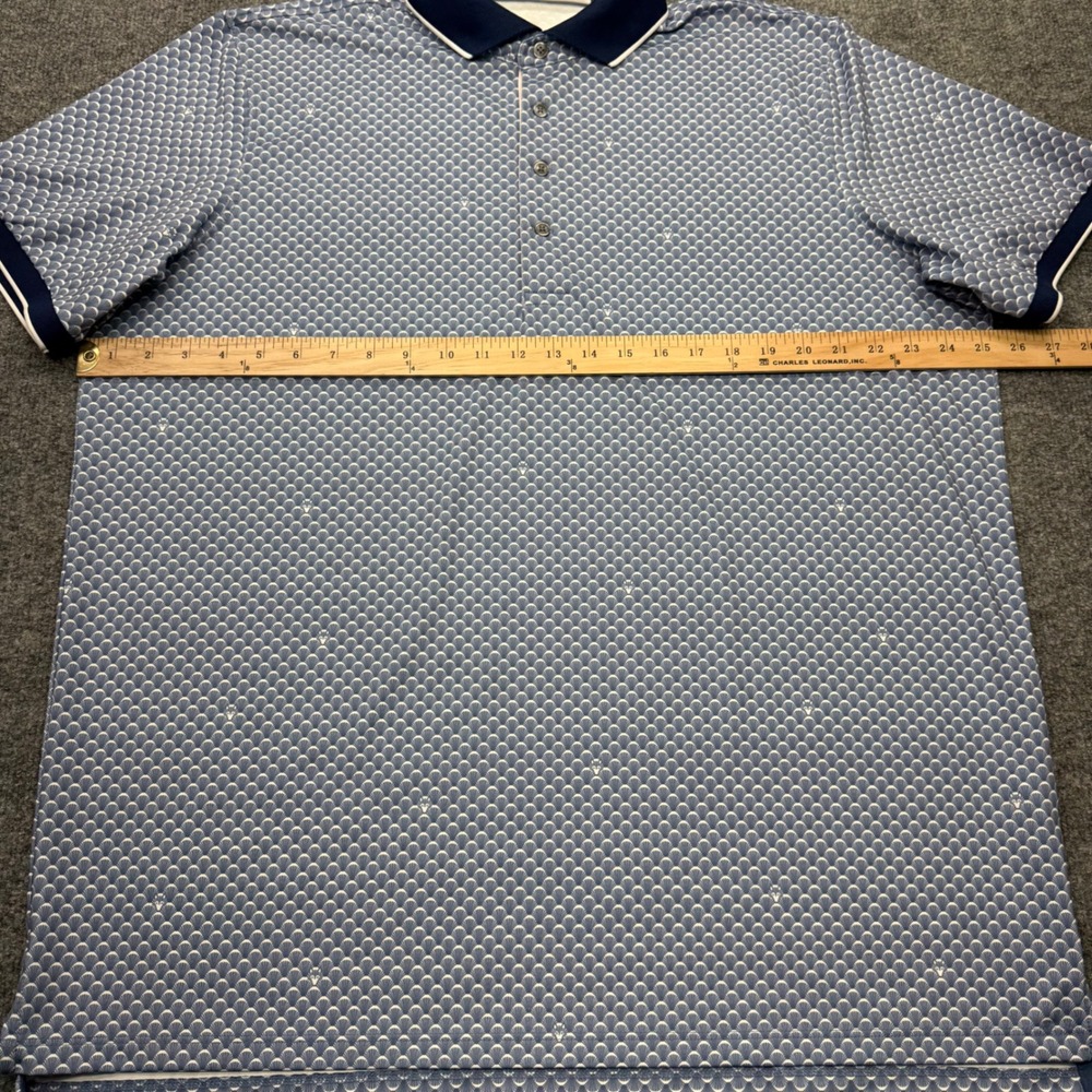 Greyson Men XL Blue Geometric Fan Print Performance Golf Polo Shirt Short Sleeve - Picture 4 of 8